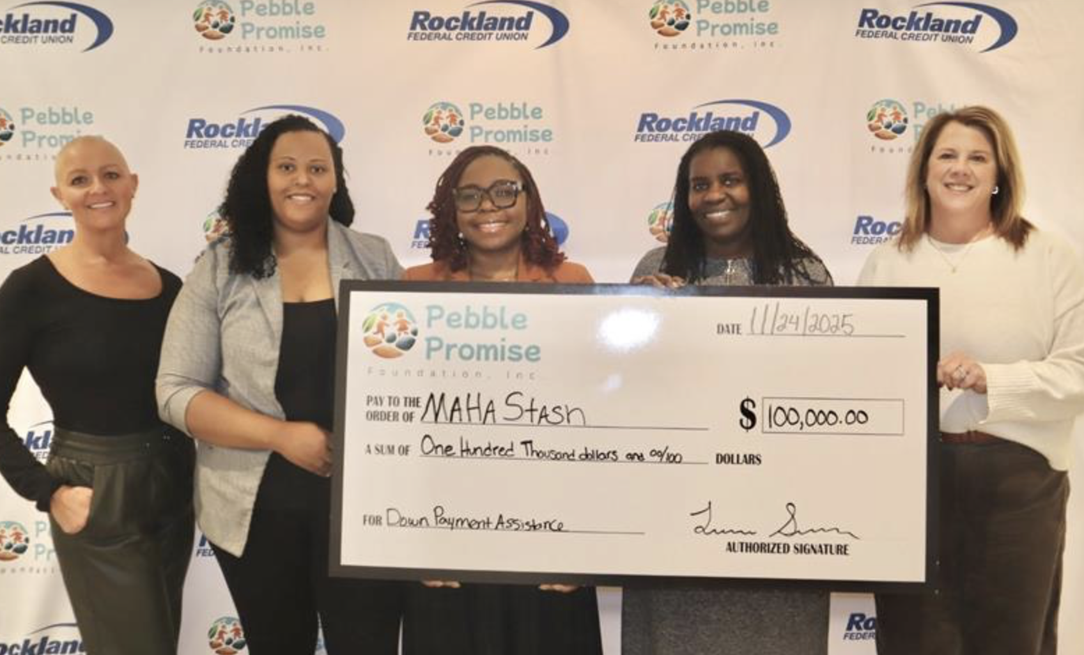 Donation check for MAHA Stash program